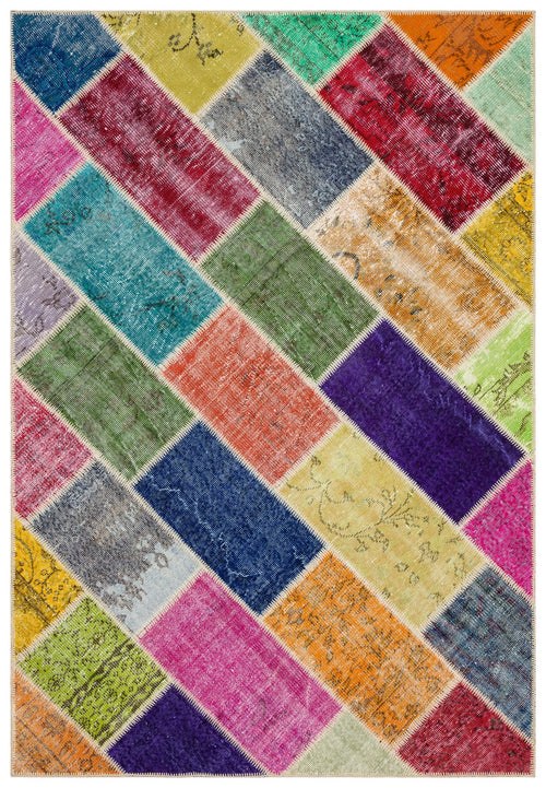 Iskece Bej Patchwork Yün El Dokuma Halısı 160 x 233 Apex Unique