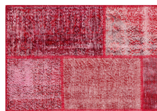 Iskece Kırmızı Eskitme Yün El Dokuma Halısı 161 x 229 Apex Unique