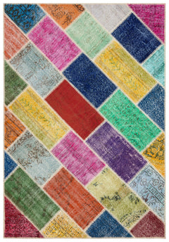 Iskece Bej Patchwork Yün El Dokuma Halısı 162 x 233 Apex Unique