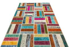 Iskece Bej Patchwork Yün El Dokuma Halısı 162 x 245 Apex Unique