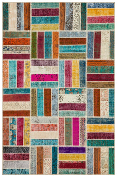 Iskece Bej Patchwork Yün El Dokuma Halısı 162 x 245 Apex Unique