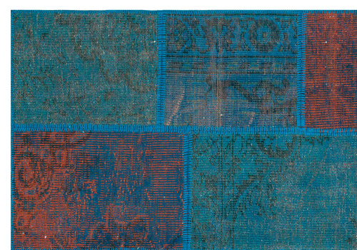 Iskece Mavi Eskitme Yün El Dokuma Halısı 161 x 232 Apex Unique