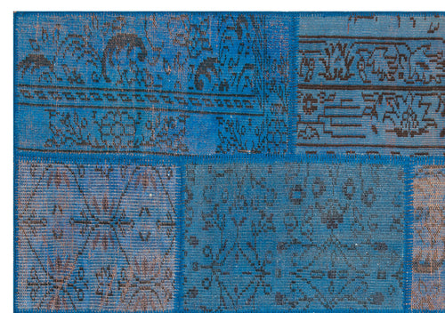 Iskece Mavi Eskitme Yün El Dokuma Halısı 162 x 231 Apex Unique