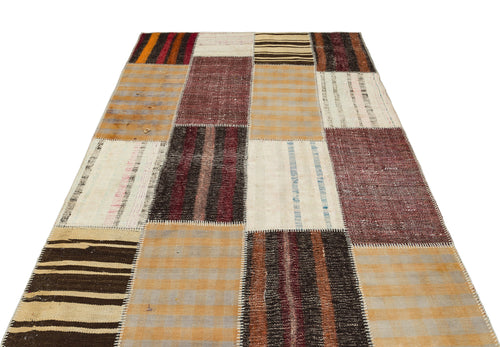 Teselya Bej Çizgili Yün El Dokuma Halısı 159 x 230 Apex Unique