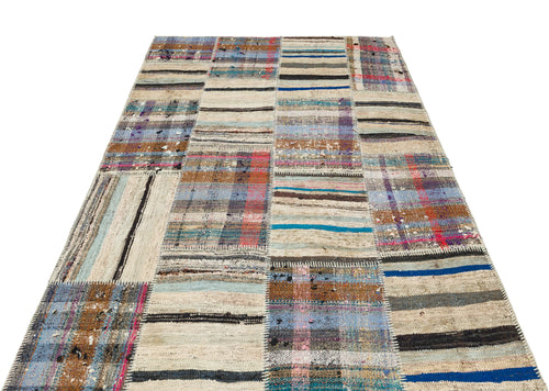 Teselya Bej Çizgili Yün El Dokuma Halısı 156 x 231 Apex Unique