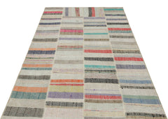 Teselya Bej Çizgili Yün El Dokuma Halısı 149 x 226 Apex Unique