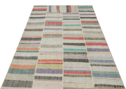 Teselya Bej Çizgili Yün El Dokuma Halısı 149 x 226 Apex Unique