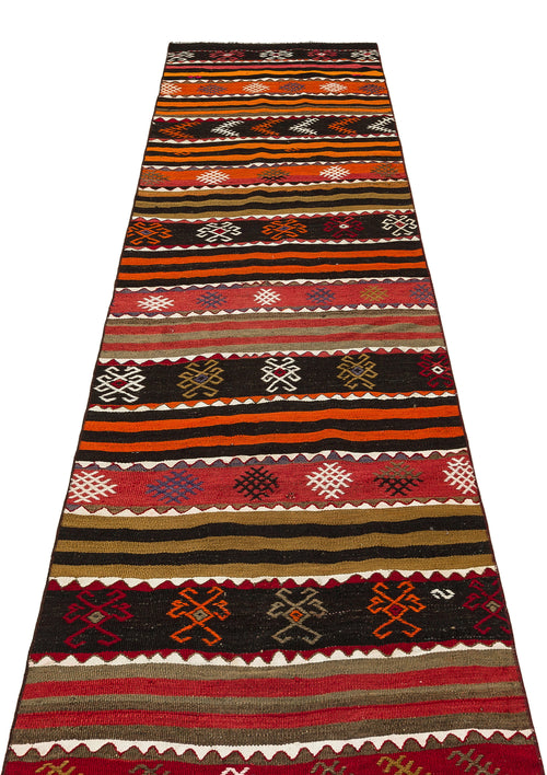 Girit Kırmızı Çizgili Yün El Dokuma Halısı 084 x 352 Apex Unique