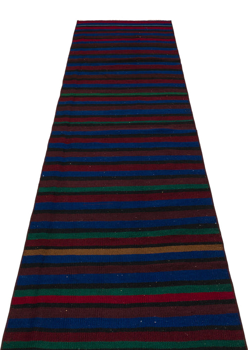 Girit Mor Çizgili Yün El Dokuma Halısı 081 x 298 Apex Unique