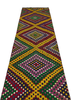 Girit Kırmızı Geometrik Yün El Dokuma Halısı 088 x 355 Apex Unique