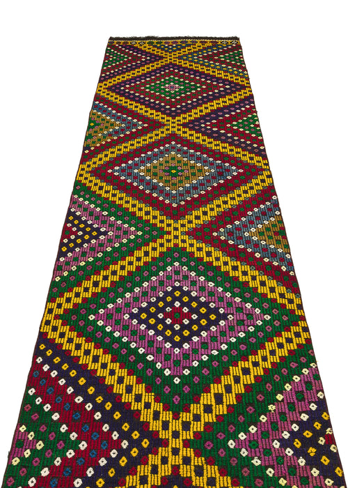 Girit Kırmızı Geometrik Yün El Dokuma Halısı 088 x 355 Apex Unique