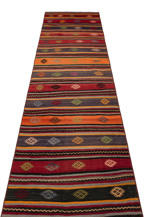 Girit Kırmızı Çizgili Yün El Dokuma Halısı 081 x 361 Apex Unique