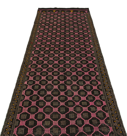 Girit Kahverengi Geometrik Yün El Dokuma Halısı 110 x 298 Apex Unique