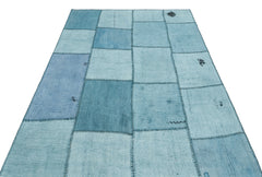 Teselya Turkuaz Patchwork Yün El Dokuma Halısı 154 x 223 Apex Unique