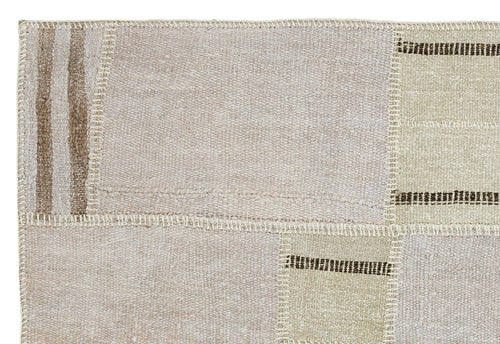 Teselya Bej Patchwork Yün El Dokuma Halısı 118 x 175 Apex Unique