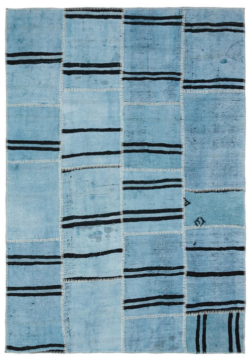 Teselya Turkuaz Patchwork Yün El Dokuma Halısı 158 x 229 Apex Unique
