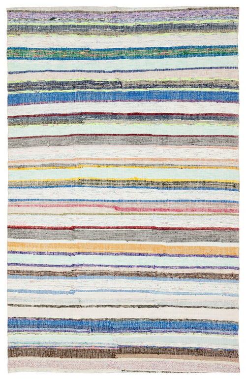Girit Bej Çizgili Yün El Dokuma Halısı 196 x 308 Apex Unique