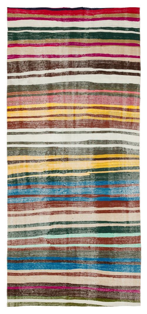 Girit Bej Çizgili Yün El Dokuma Halısı 148 x 330 Apex Unique