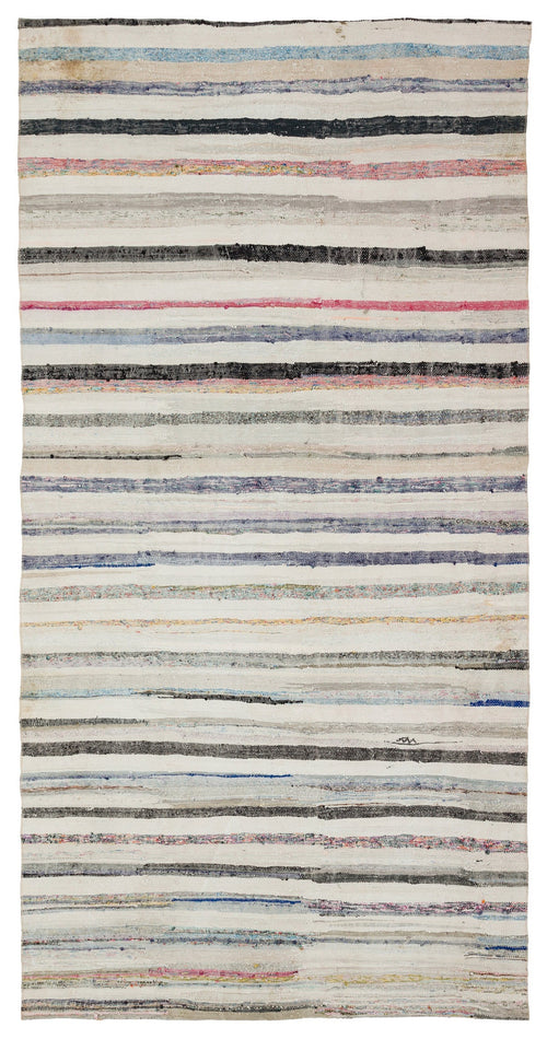 Girit Bej Çizgili Yün El Dokuma Halısı 153 x 300 Apex Unique