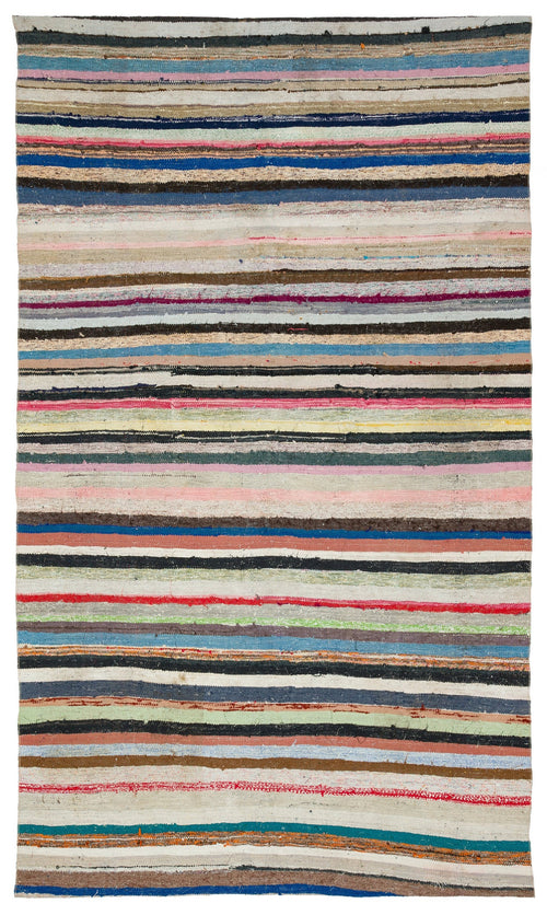 Girit Bej Çizgili Yün El Dokuma Halısı 179 x 307 Apex Unique