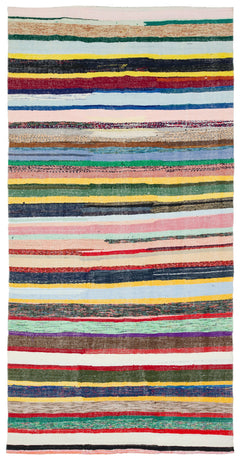 Girit Bej Çizgili Yün El Dokuma Halısı 180 x 346 Apex Unique
