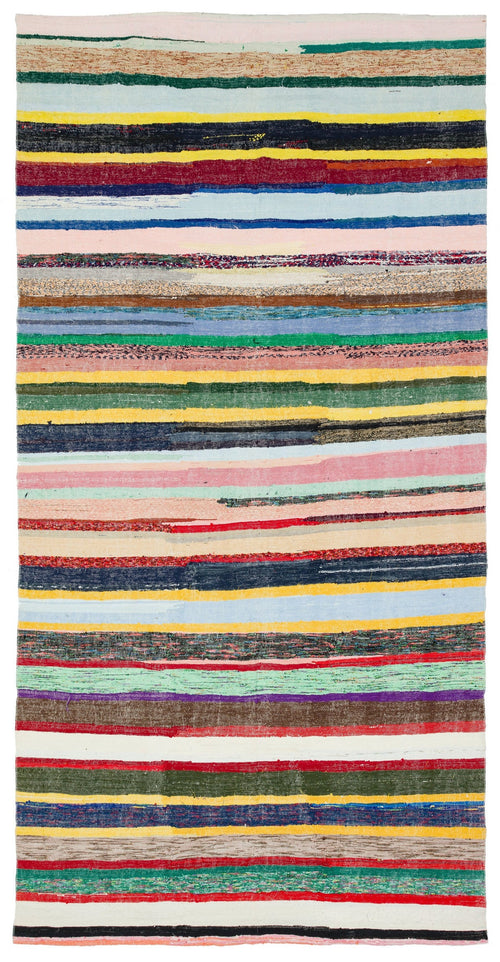 Girit Bej Çizgili Yün El Dokuma Halısı 180 x 346 Apex Unique