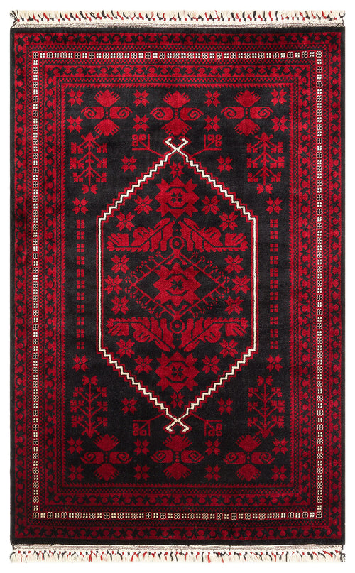 Bruck an der Leitha Kırmızı Klasik Afgan / Yağcıbedir Desenli El Emeği ile Özel Tezgahlarda Üretilen Viskon El Dokuma Halı Eko