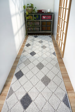 Rockford Gri Geometrik Polyester Makine Halısı Apex