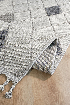 Rockford Gri Geometrik Polyester Makine Halısı Apex