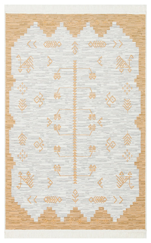 Purgstall Sarı Geometrik Pamuk Dokuma Kilim Eko