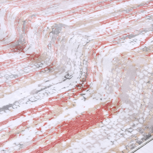 Rebecca Gri Çizgili Akrilik Polyester Makine Halısı Crea