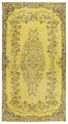Atina Sarı Eskitme Yün El Dokuma Halısı 167 x 315 Apex Unique