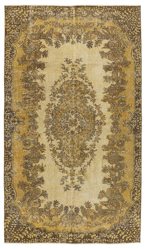 Atina Sarı Eskitme Yün El Dokuma Halısı 161 x 287 Apex Unique