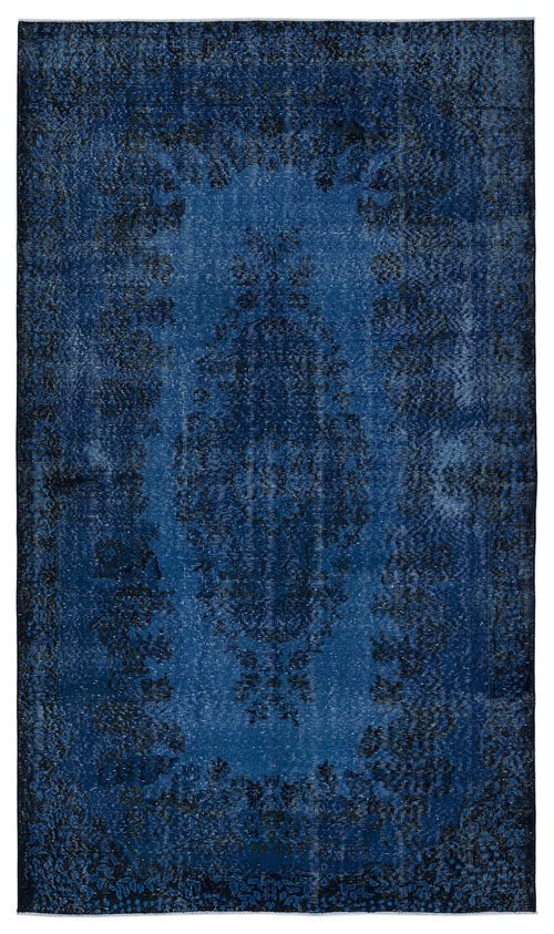 Atina 8525 Dark Blue Eskitme Yün El Dokuma Halısı 174 x 300 Apex Unique