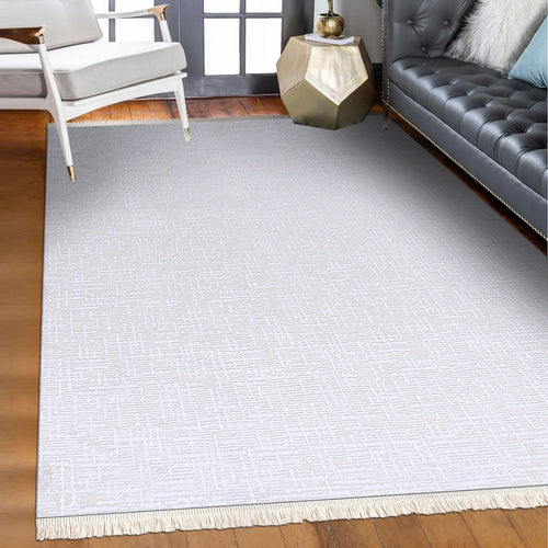 Kimberly Gri Modern Akrilik Polyester Pamuk Makine Halısı Crea
