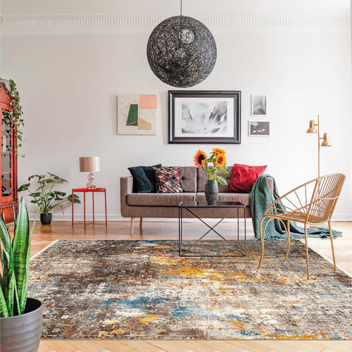 Collins Kahverengi Eskitme Degrade Polyester Makine Halısı Crea