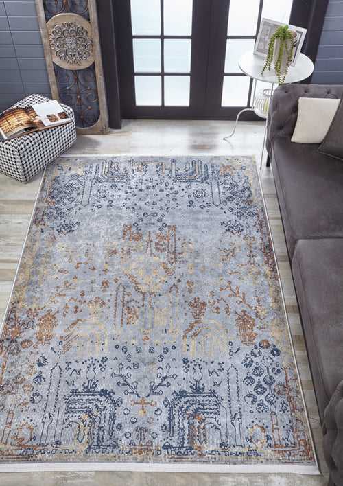 Jhelum Mavi Modern Dijital Baskı Halı Halınet