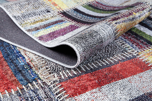 Piska Gri Patchwork Dijital Baskı Halı Halınet