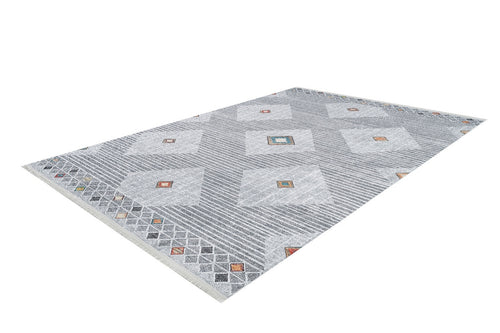 Cautitlan Gri Geometrik Dijital Baskı Halı Halınet