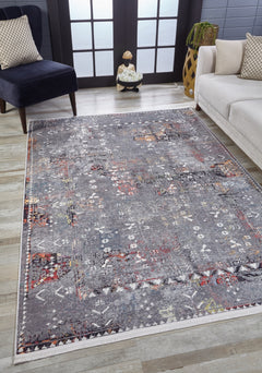 Chakwal Gri Modern Dijital Baskı Halı Halınet