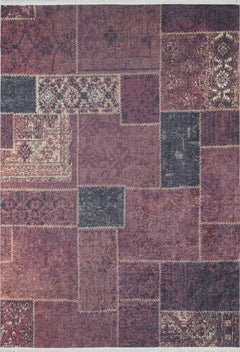 Bielawa Bordo Patchwork Dijital Baskı Halı Halınet