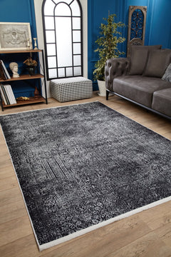 Malard Siyah Modern Dijital Baskı Halı Halınet