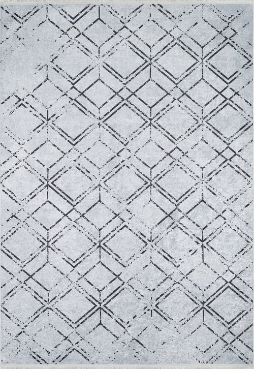 Puerto Gri Geometrik Dijital Baskı Halı Halınet