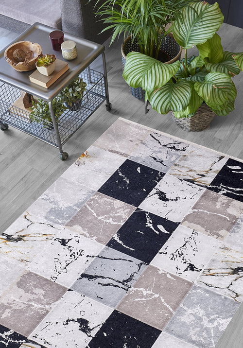 Winnipeg Gri Patchwork Dijital Baskı Halı Halınet