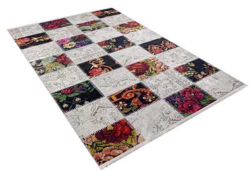 Vuhan Beyaz Patchwork Dijital Baskı Halı Halınet