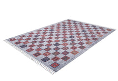Korfantów Gri Geometrik Dijital Baskı Halı Halınet