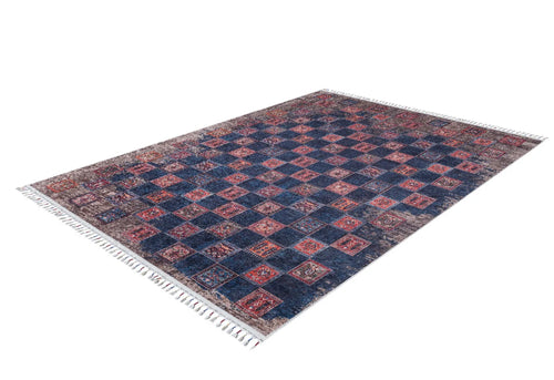 Koprzywnica Lacivert Geometrik Dijital Baskı Halı Halınet