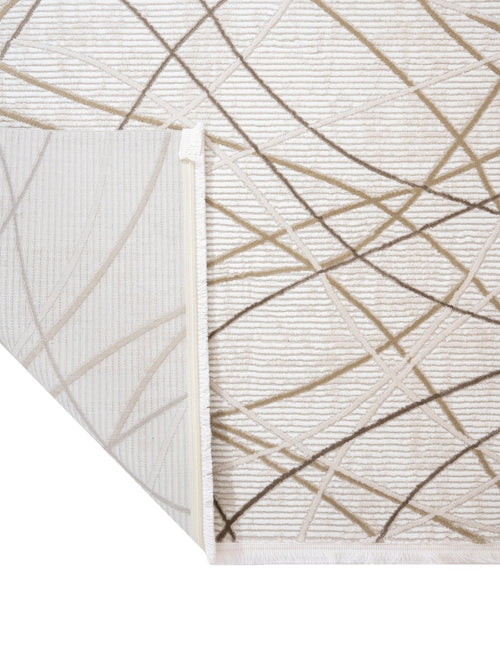 Blanche Bej Geometrik Mikropolyester Makine Halısı Nexus