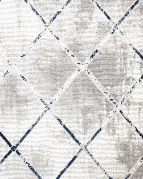 Blanch Mavi Geometrik Mikropolyester Makine Halısı Nexus