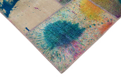 Kırk Yama Pembe Patchwork Pamuk Yün El Dokuma Halısı 300x406 Agacan